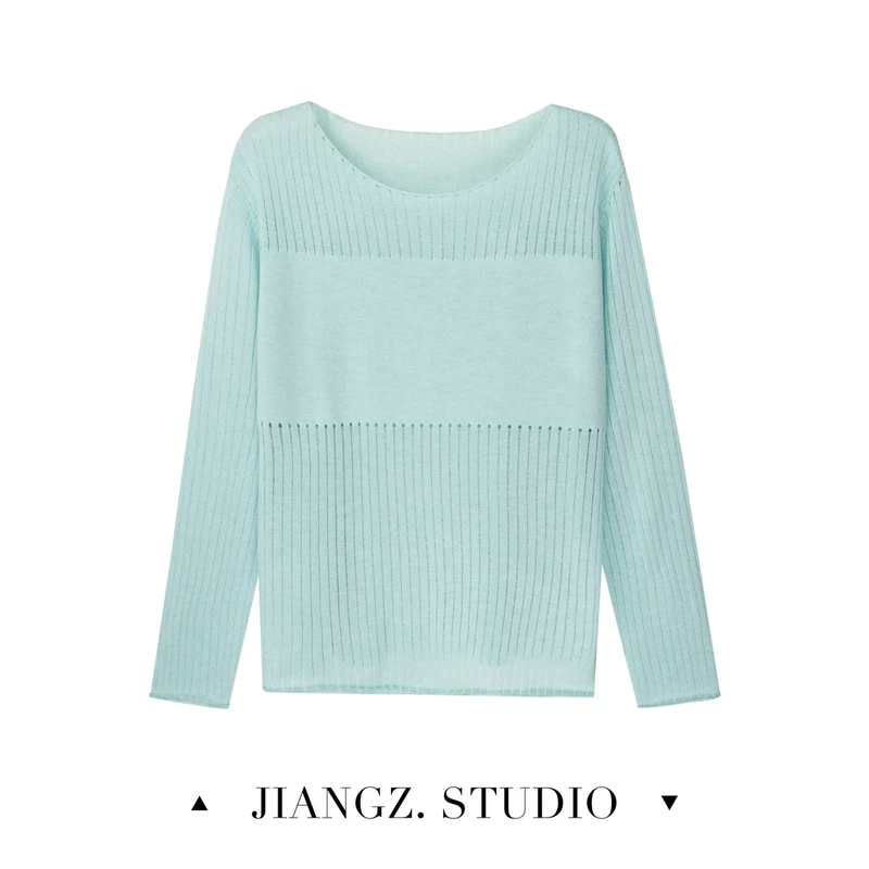 panii【青蔓】夏季新款欧若风镂空长袖套头千金针织衫上衣春游