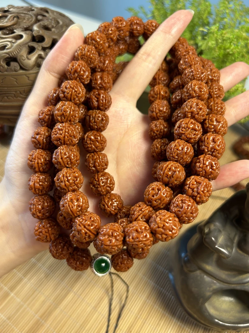 印尼小金刚手串老树王梅花 盘龙12～13mm机刷玉化男女108颗脖挂件