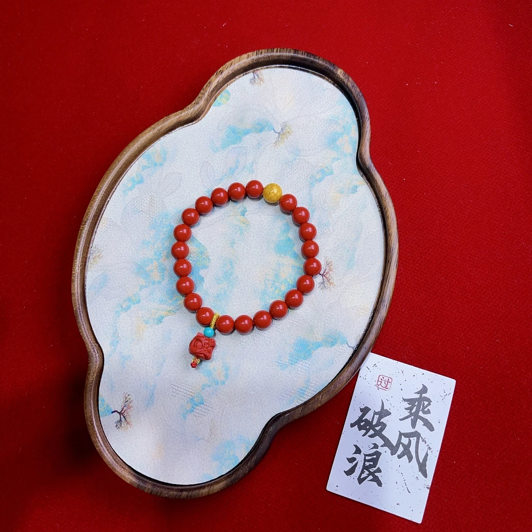 含辰砂工艺品高含量朱砂水飞红砂8mm手串777