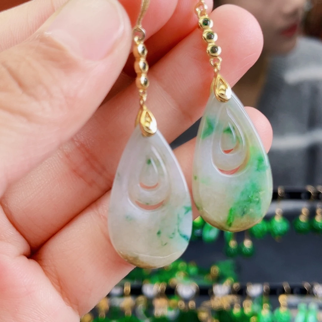 翡翠银S925镶嵌耳饰