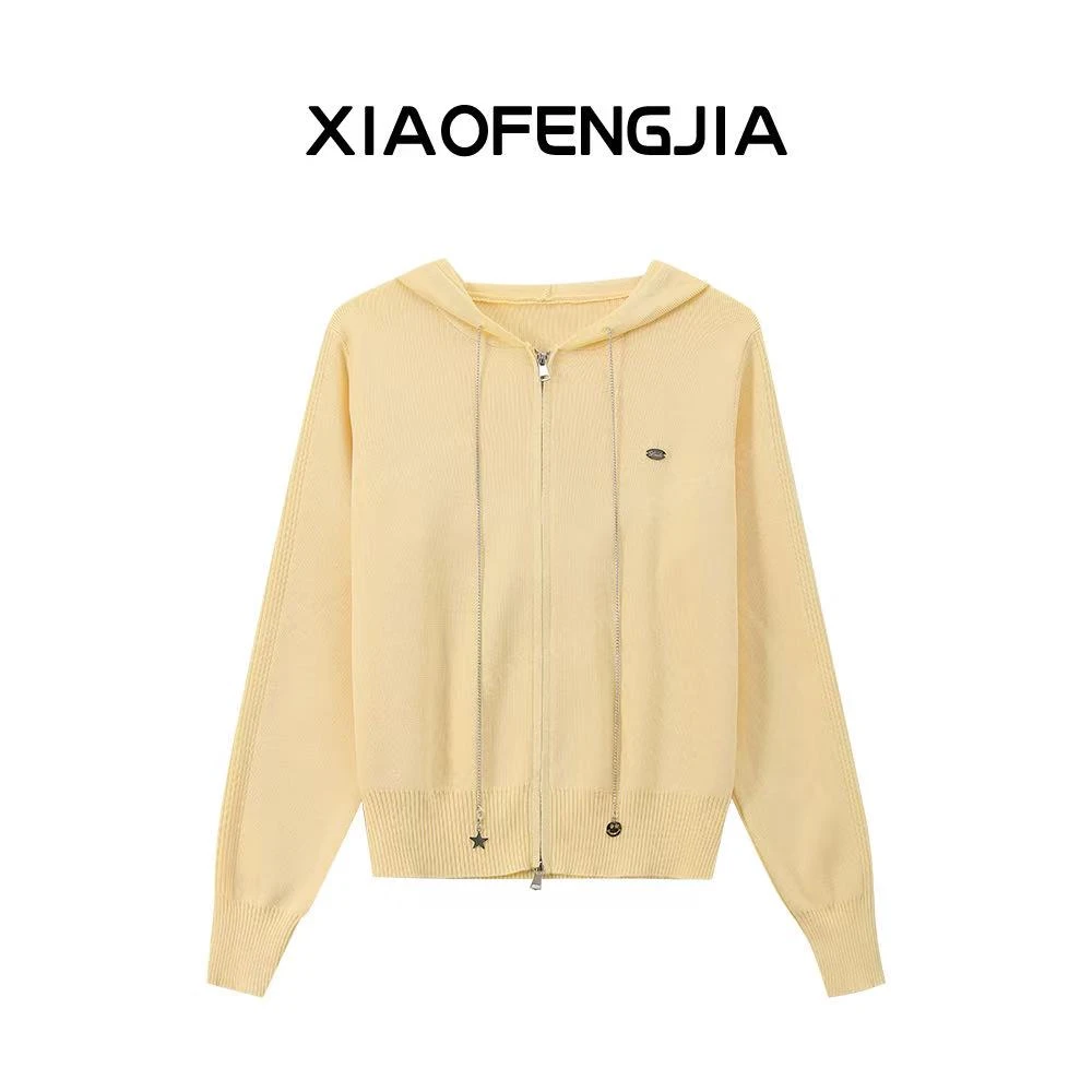 2025春季新款【四季青小封家轻奢】时尚减龄拉链连帽毛衣6702