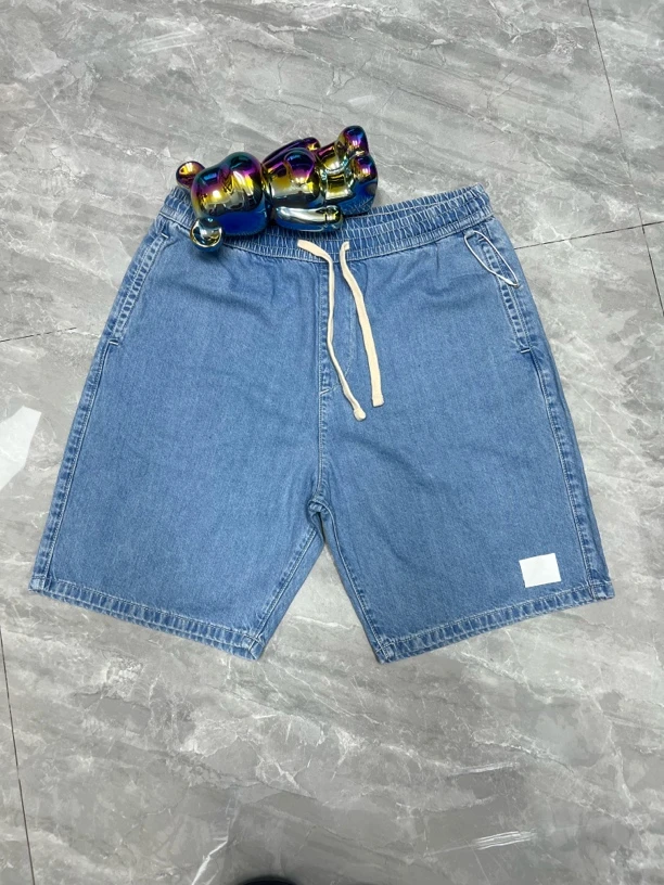 2/5DB00F#夏季男士休闲短裤5分牛仔裤松紧腰带抽绳直筒老表好市民