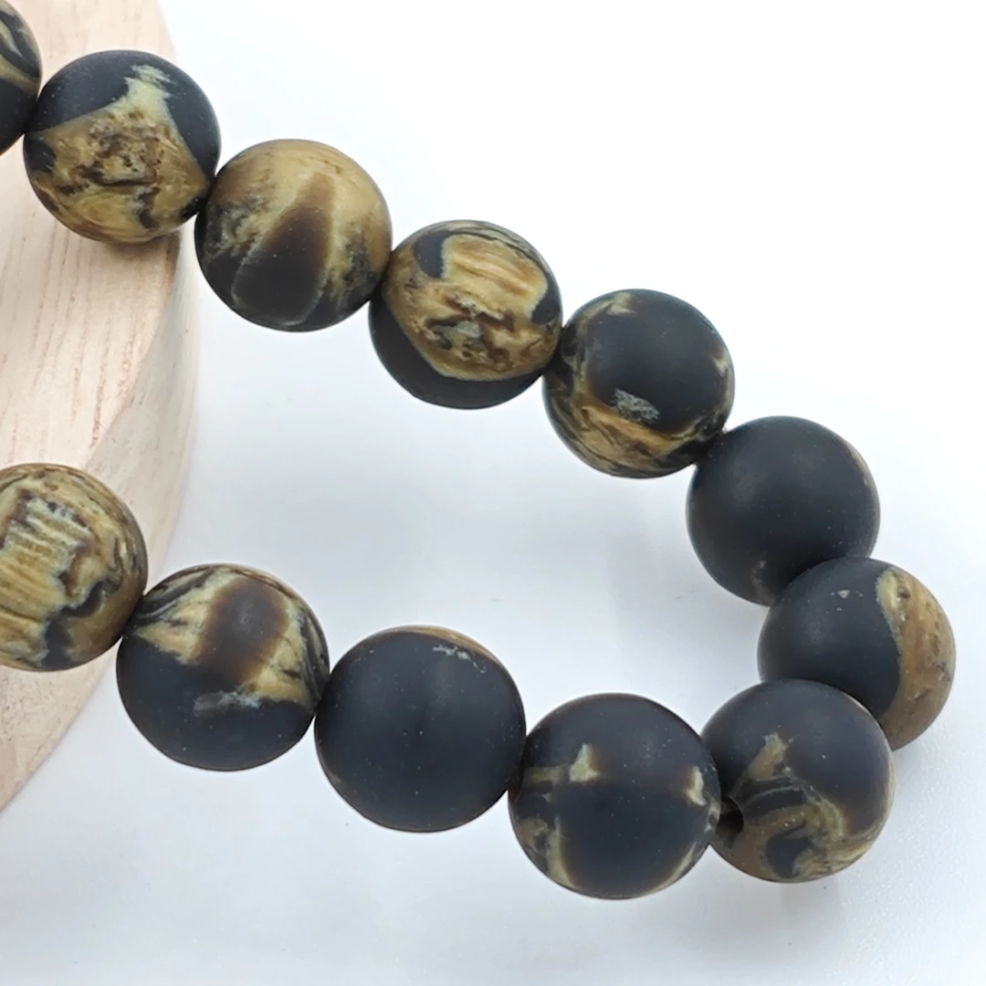 G105经典气质复古哑光黑柳68颗妈妈链长链项链