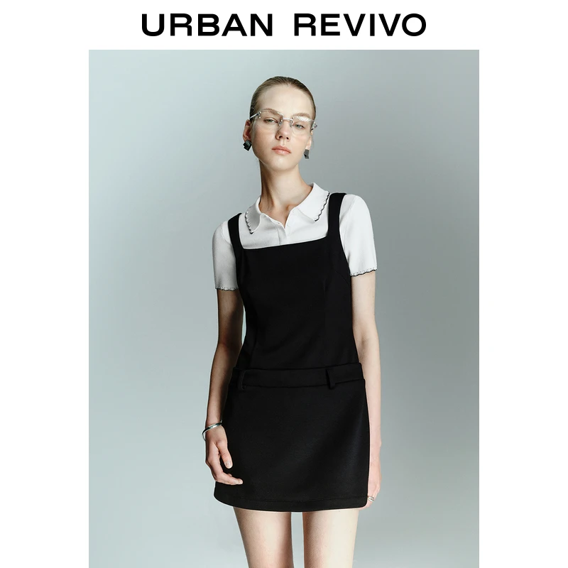 UR2025夏季新款女装简约休闲超短款方领无袖连衣裙UYU750038