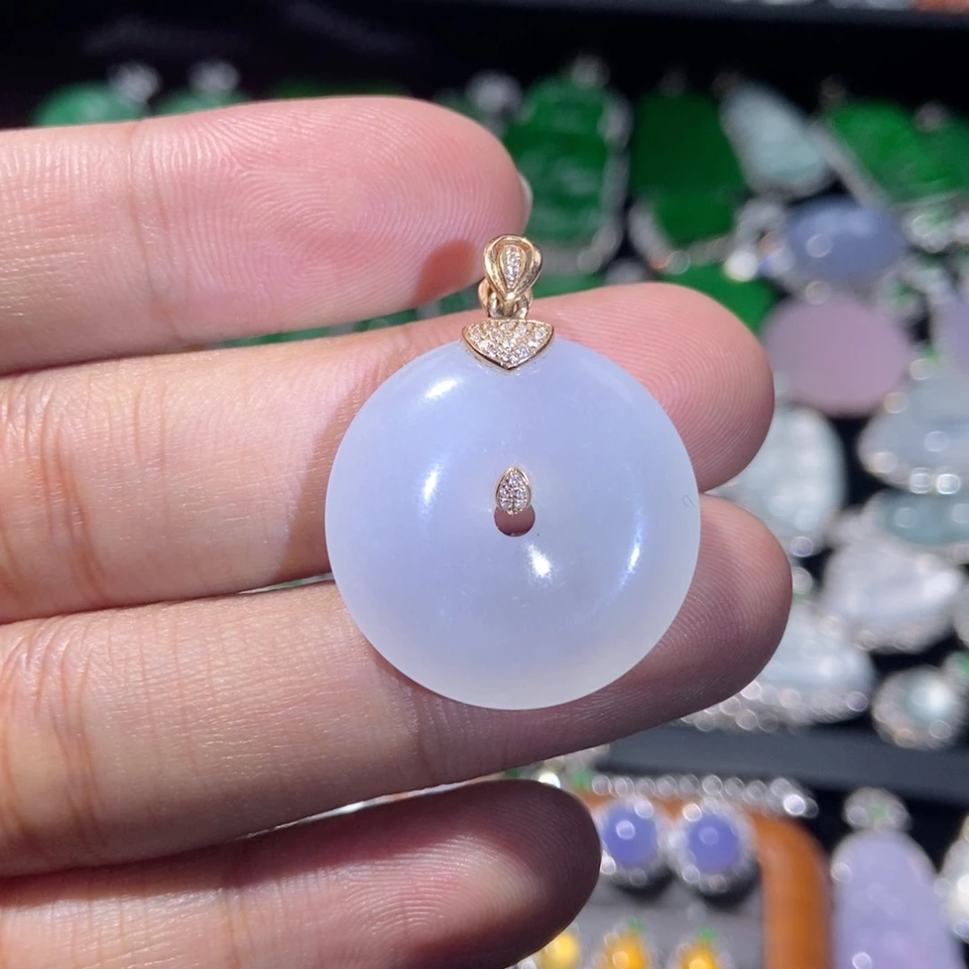 翡翠吊坠(不含链)18K金镶嵌吊坠