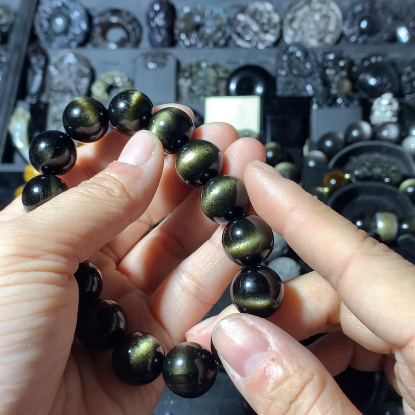 【闪购商品】黑曜岩手串未镶嵌清*