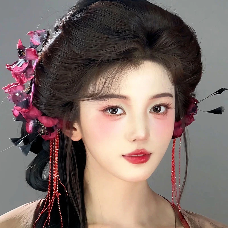 耀如春华 醉花阴 原创古风纯手工发钗真丝烫花头饰汉服配饰