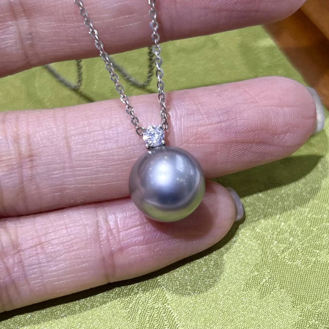 【短发七七】海水大溪地珍珠吊坠/10-11mm/18k扣头