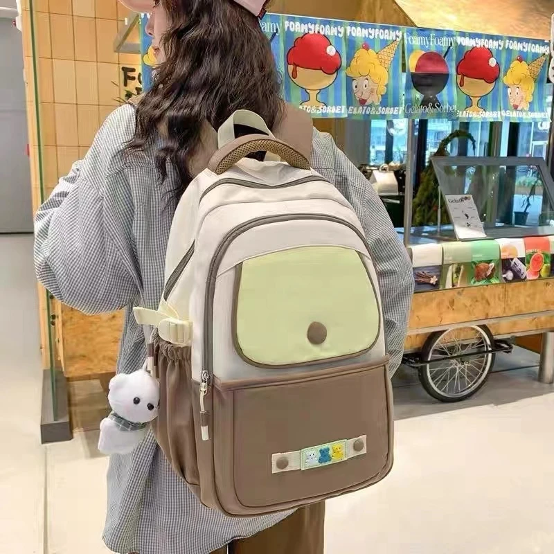 中小学生小清新森系撞色轻便双肩包B3094
