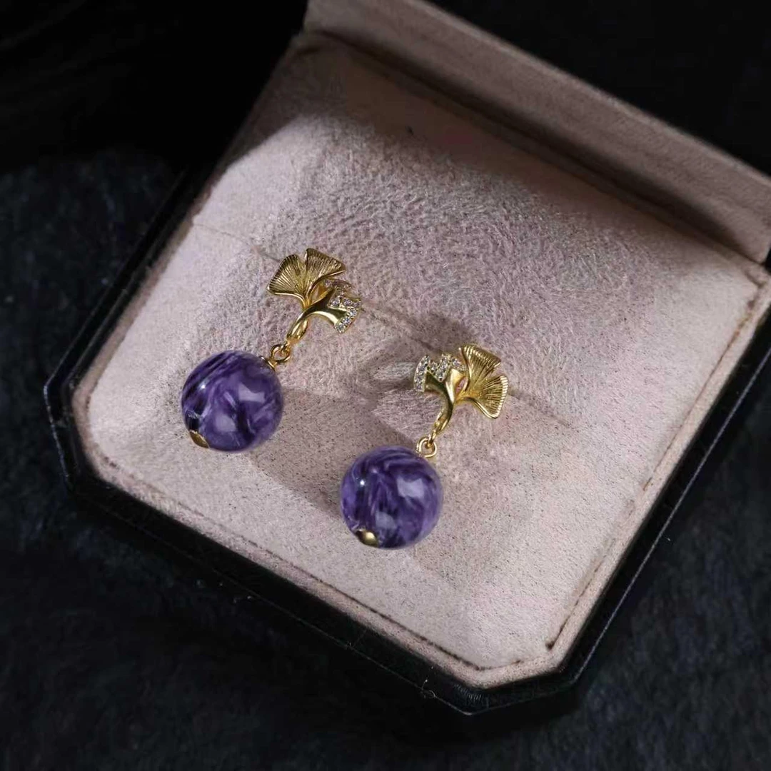 【思嘉】霓紫 · 12mm圆珠紫龙晶耳钉| 多样性发一 DFS0045