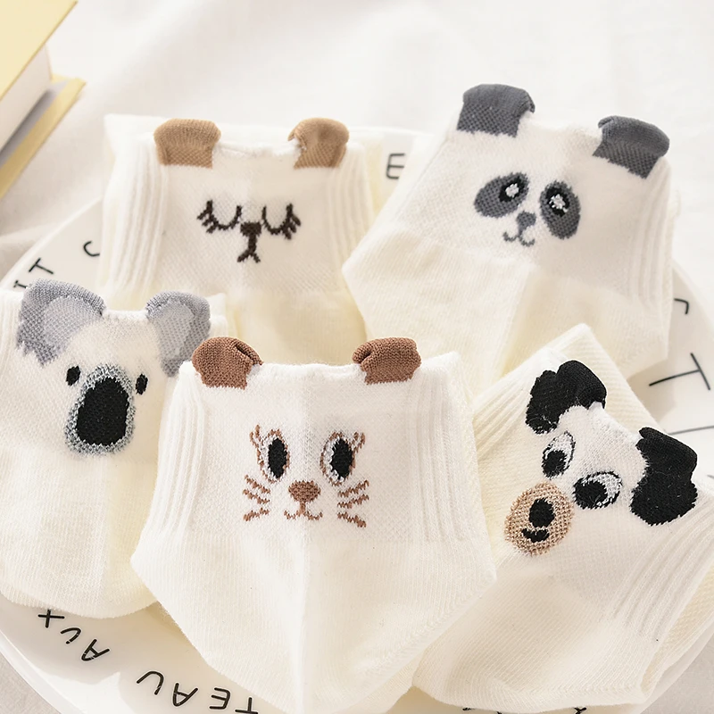 立体卡通袜子女短筒春夏季潮流外穿学生可爱日系中筒女棉袜船袜子