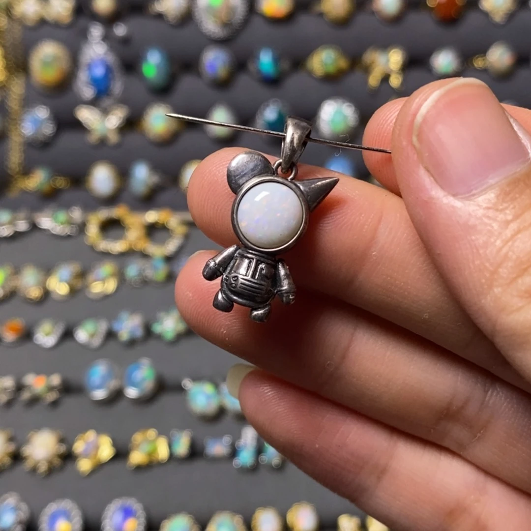 欧泊银S925镶嵌澳大利亚欧泊吊坠