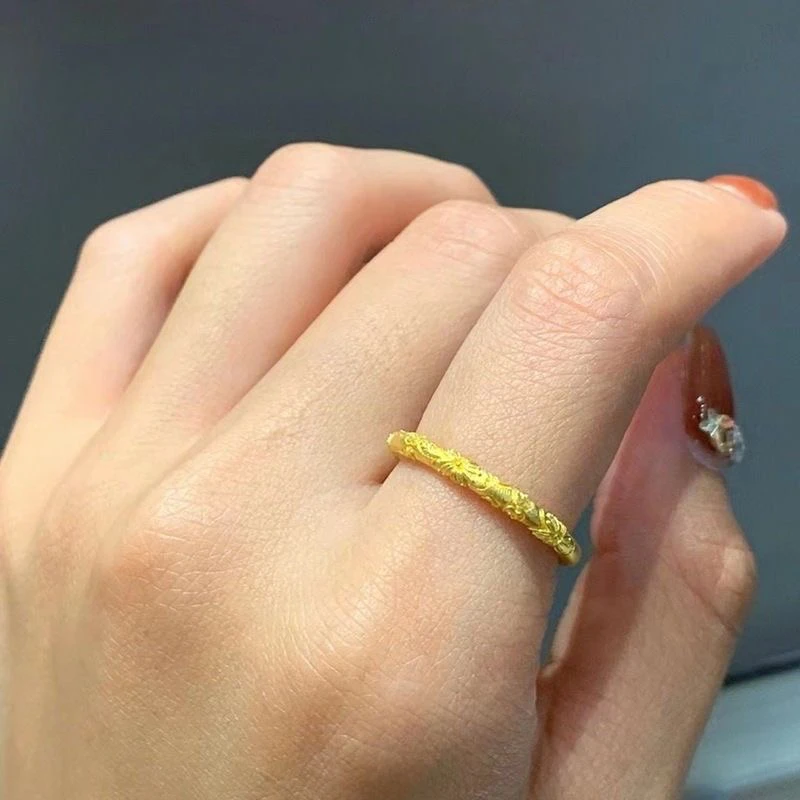 铜合金戒指 2025爆款卷草纹复古宫廷风雕花素花戒指高级轻奢