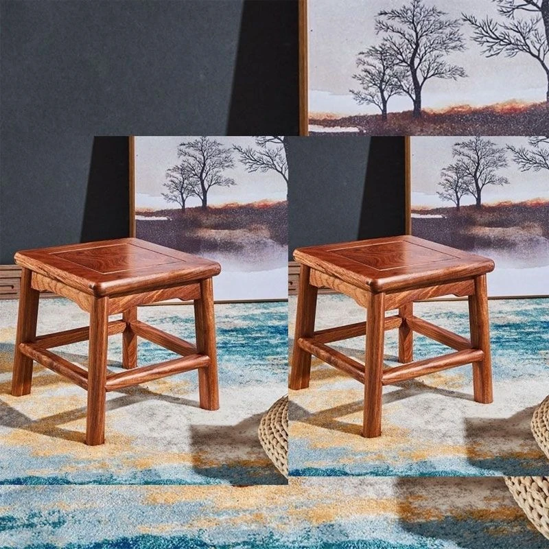 新中式实木小方凳家用换鞋凳卧室耐用方形矮凳小凳木椅子靠背椅