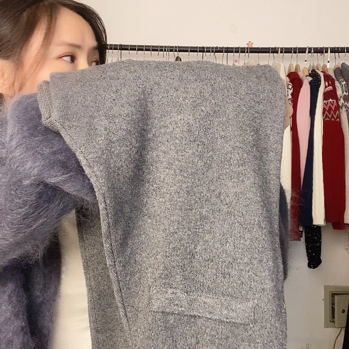特价四平针灰色阔腿裤m