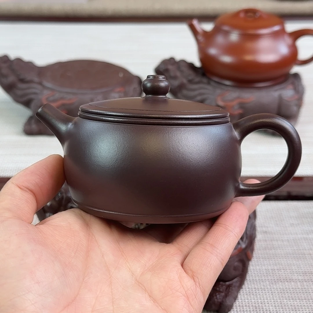 紫砂茶宠220cc老紫泥乐鼓全手工