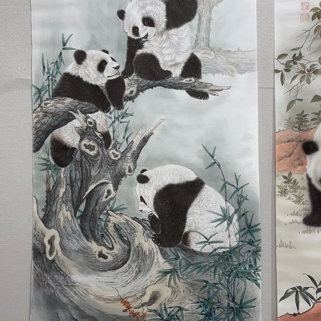 国画绢本工笔四尺国宝图贾敏