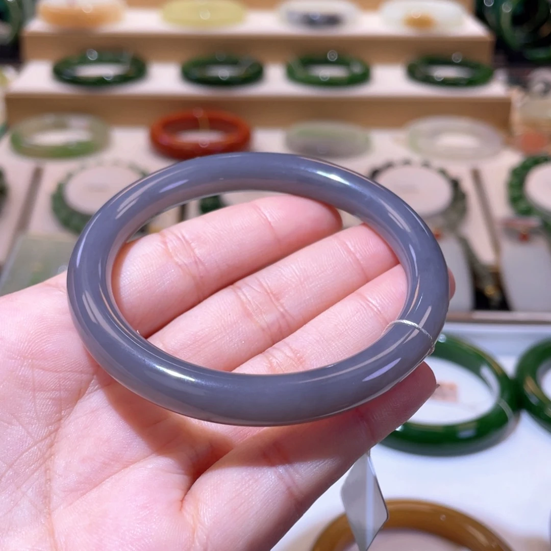 和田玉未镶嵌颈饰高品烟紫手镯55/56