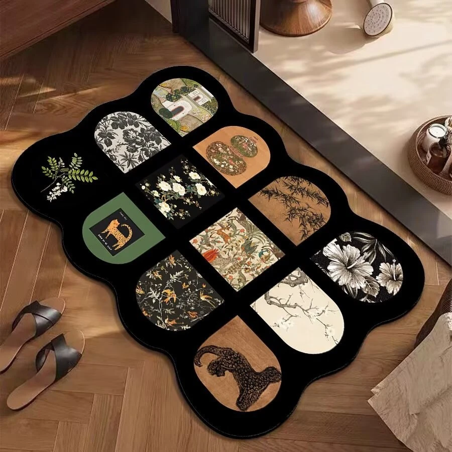 中古风卫生间家用美式复古门口软硅藻泥入户门吸水地垫地毯脚垫