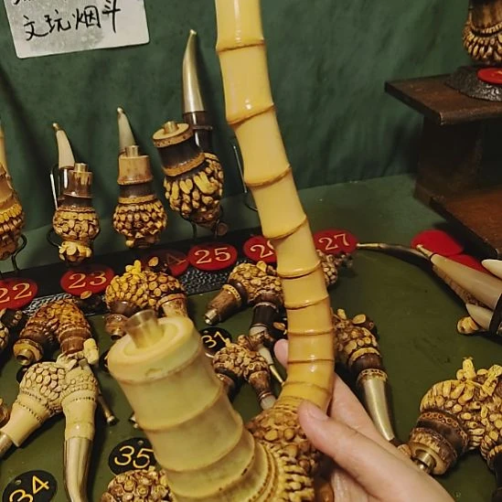 小***粥贵州特色竹根烟斗工艺品手把件