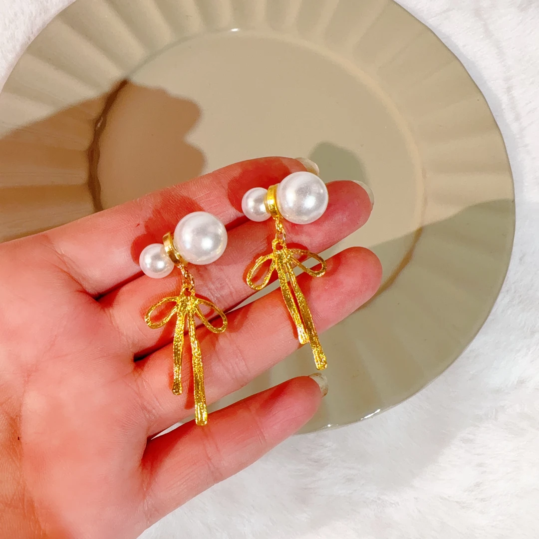 合金耳饰 73号时尚耳饰两戴蝴蝶结流苏耳环HP-72