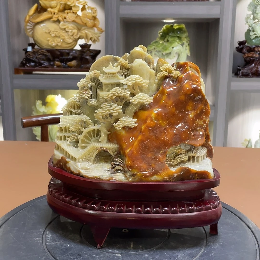 用***3蛇纹石玉（覆膜）未镶嵌珠宝奇石