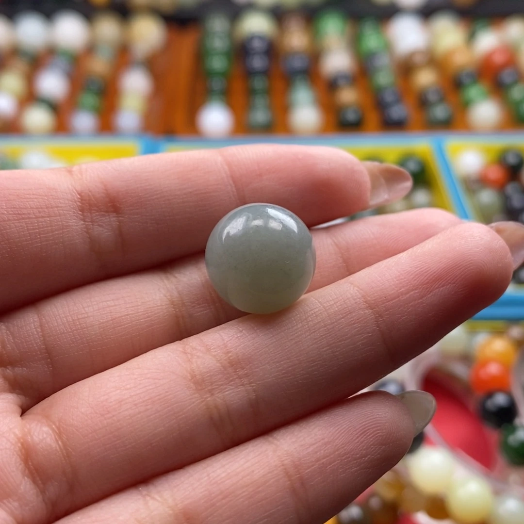 和田玉未镶嵌珠宝奇石福利蓝底点墨青花单珠z14