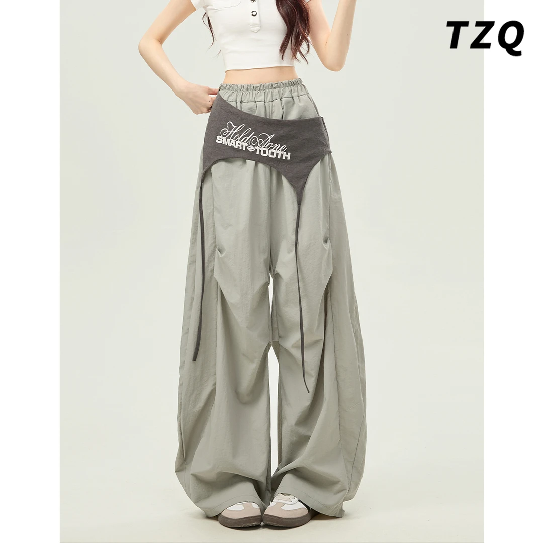 美式复古街头阔腿工装裤女夏季感街舞高腰宽松休闲裤子TZQ2561805