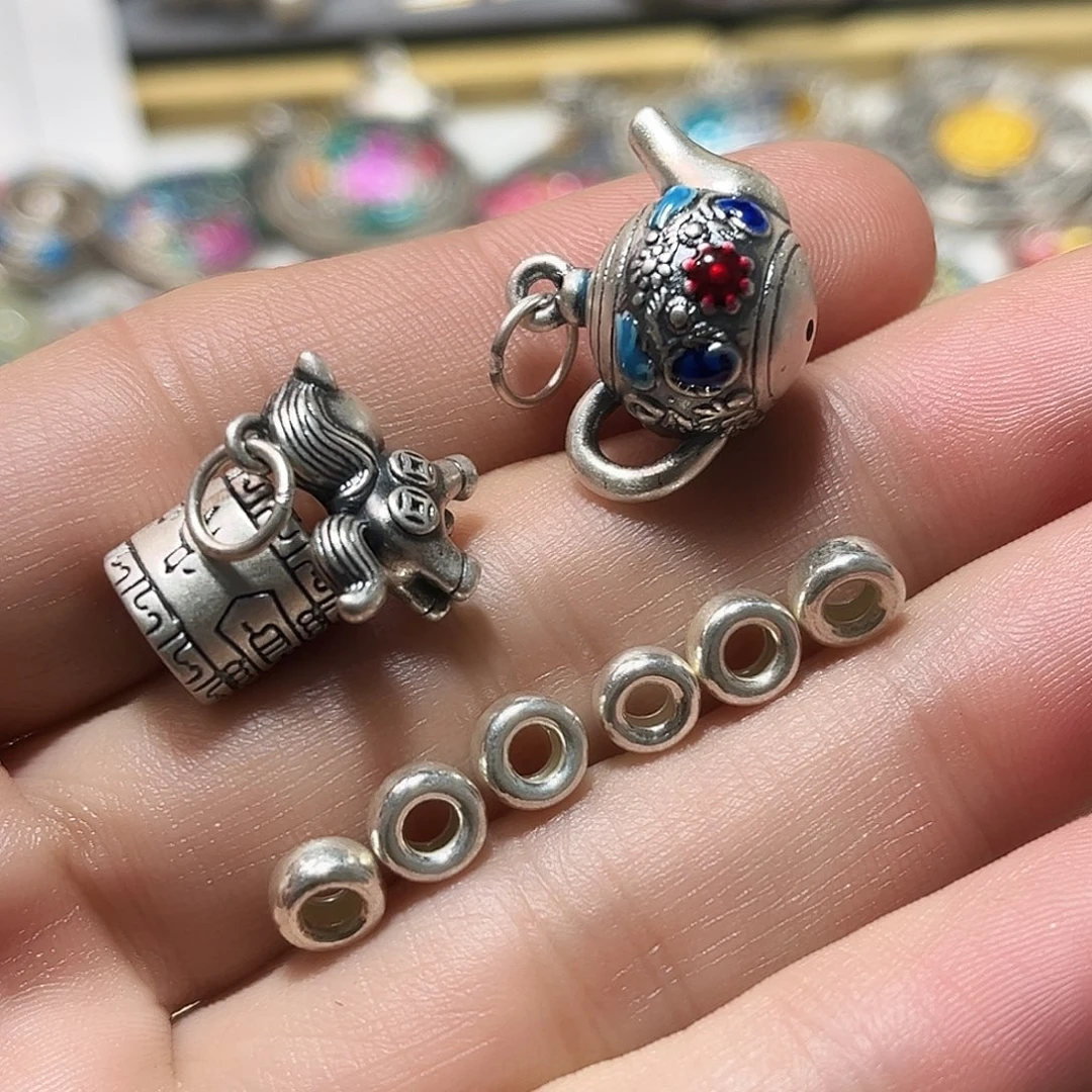 吊坠足银珐琅一套