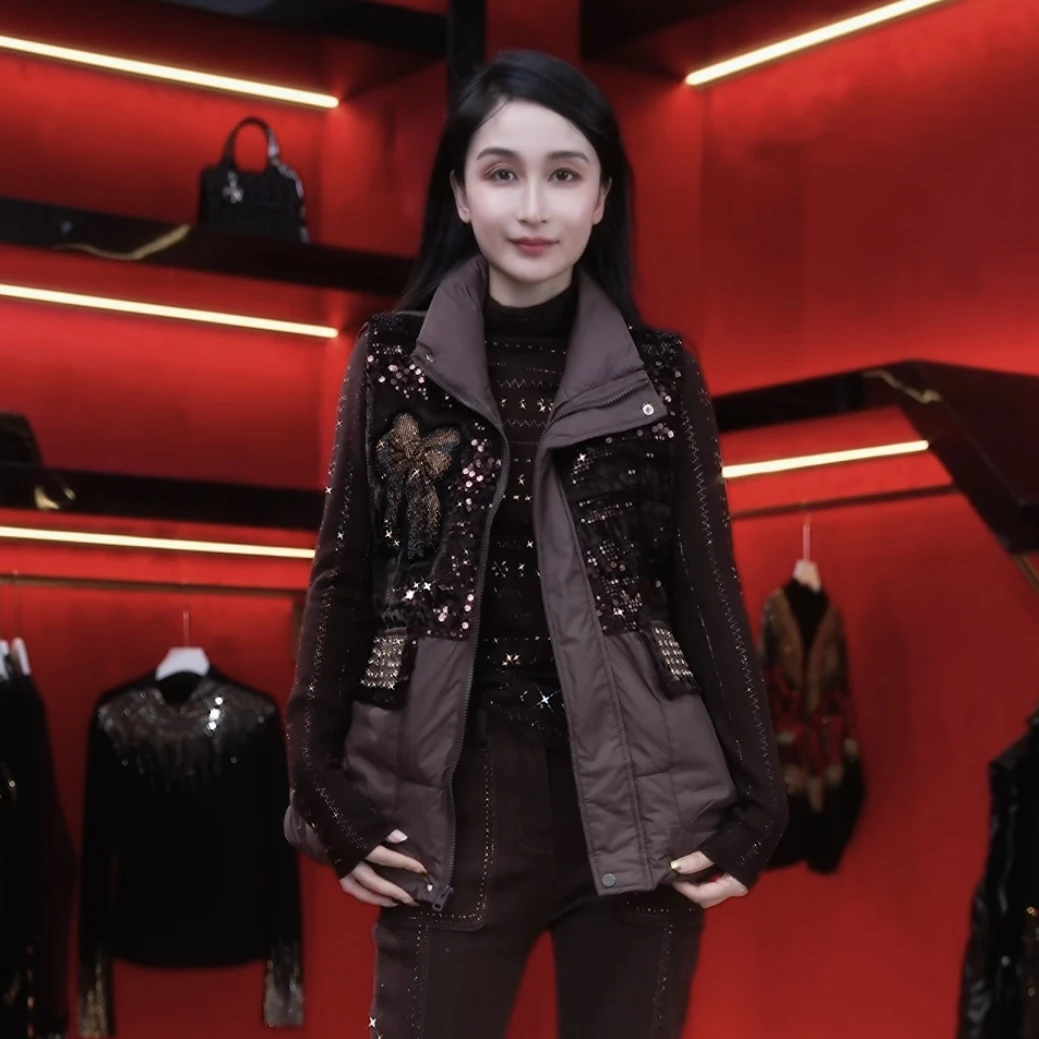 阿鱼家 秋冬新款落影碟结显瘦遮肉时尚马甲Y333