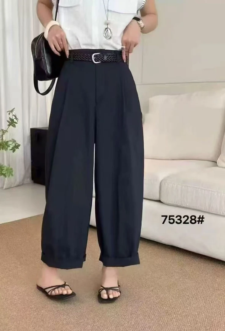 75328秋季新款阔腿花苞裤