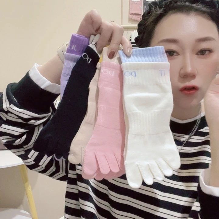 三醋酯纤维棉氨五双 小码34-38女士五指袜双螺口
