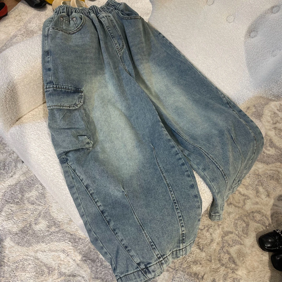 ZUOXIAOQI牛仔工装爬爬裤（裤长92）