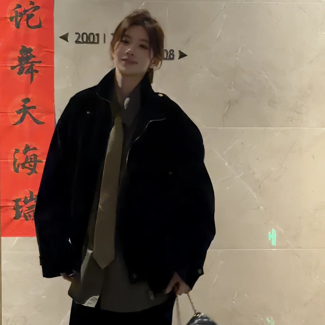 【47bb】丝绒质感自带哑光的矜贵气外套➕宽松版型藏肉阔腿裤47k004