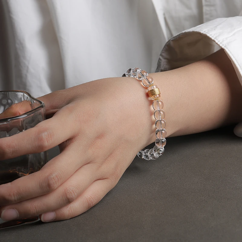 925银天然白水晶手串