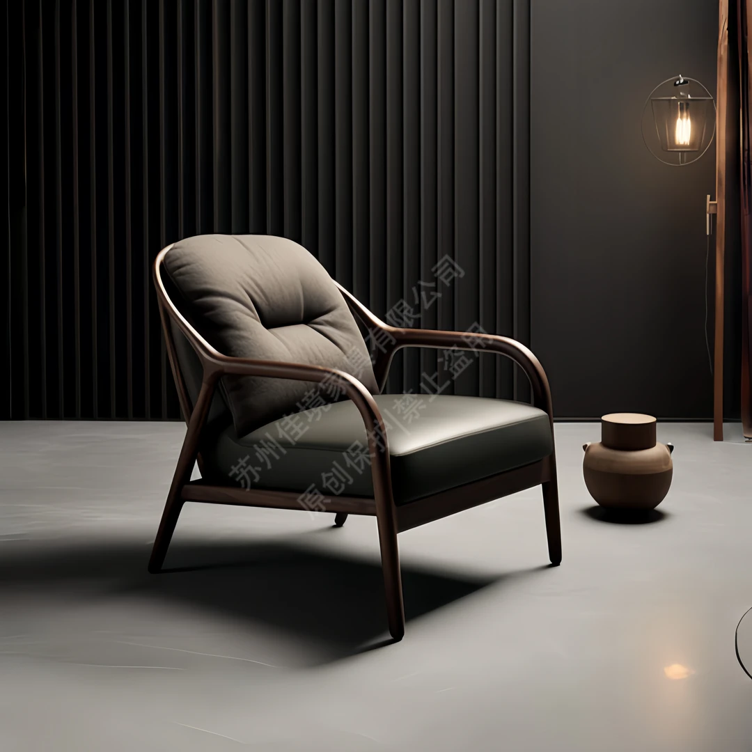 意式轻奢高端真皮靠背椅别墅家用客厅单人沙发椅书房阅读椅休闲椅