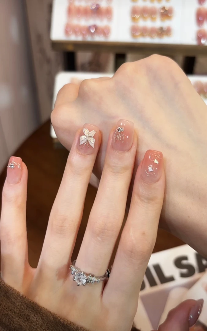 琉光蝴蝶-壹心纯手工穿戴甲 美甲贴片可拆卸假指甲10片装