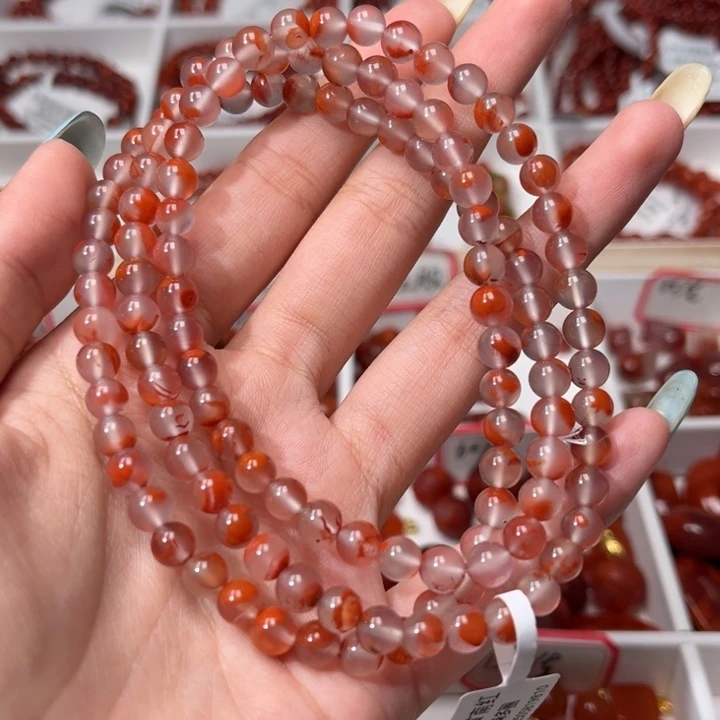 南红玛瑙未镶嵌手链冰底飘花6mm多圈