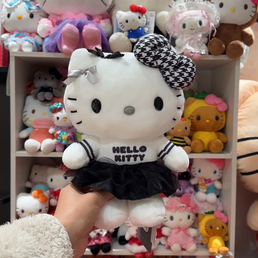 毛绒黑白千鸟格公仔