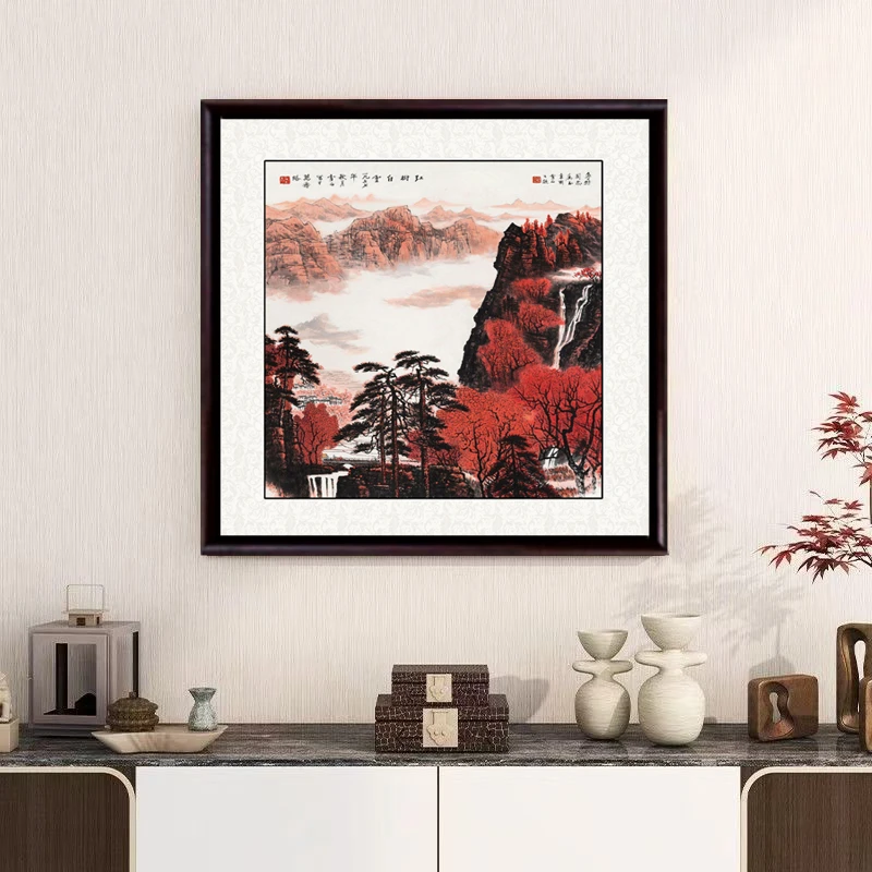 A96《红树白云》斗方 样品处理 默认微瑕 装饰画木框玄关客厅挂画