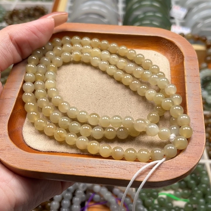 和田玉珠串6mm未镶嵌