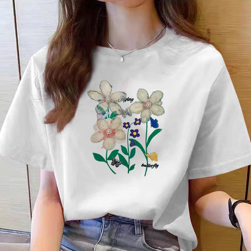 【粉丝福利】短袖女短袖打底衫夏季辣妈休闲t恤夏装-小花束