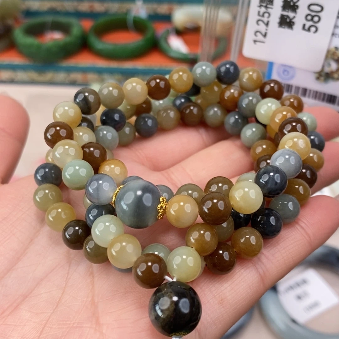 和田玉未镶嵌手镯108卡8福利