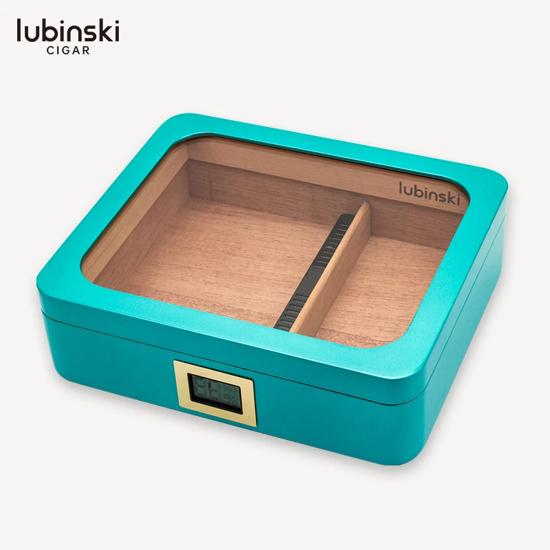 LUBINSKI雪茄保湿盒透明玻璃大视窗西班牙雪松木醇化养茄醒茄箱子