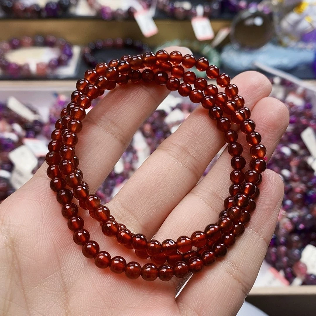 未镶嵌手链水晶石榴石多圈4m+