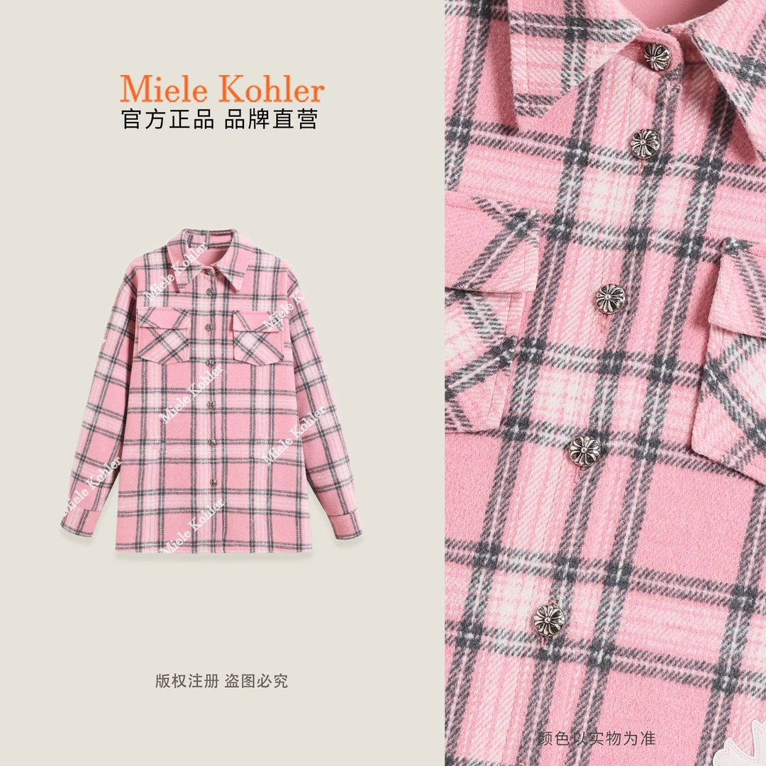 春季新款十字架格子衬衫设计感外套MKKQ88718-17【澳门小源同款】