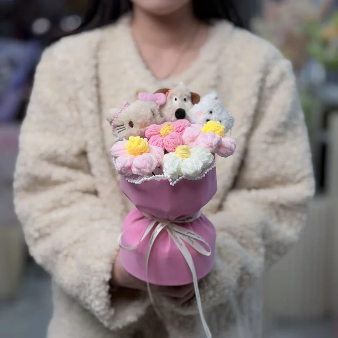 玩偶小香风花束非遗纯手工毛线花束高级设计师设计
