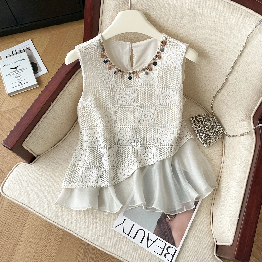 名媛外穿假两件背心吊带蕾丝显瘦气质网红洋气纯欲出游服装女