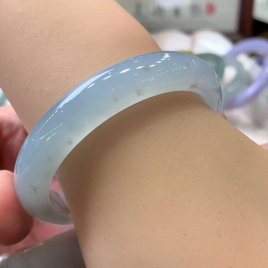 翡翠未镶嵌手镯天然Ａ货翡翠54/55荔枝肉0毛孔