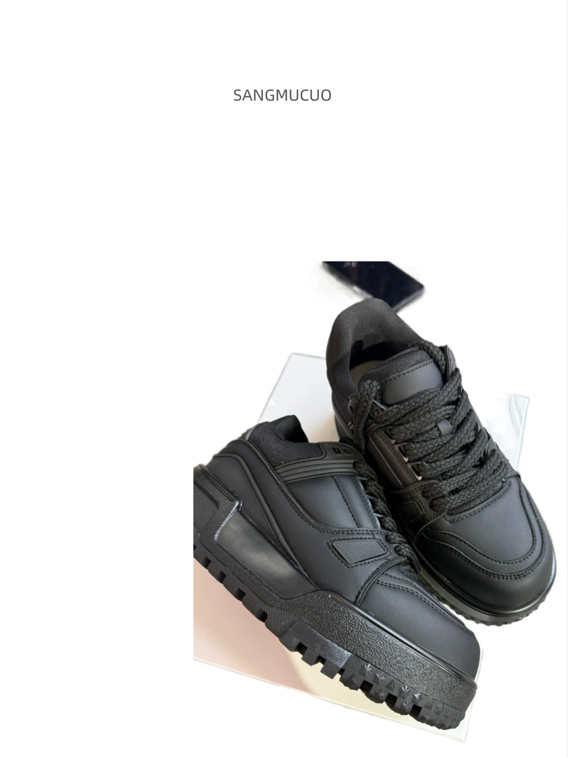 SMC【25｜新款厚底小个子增高黑色板鞋】防滑时尚